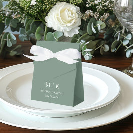 Modern minimalist Monogram Wedding Sage Green Bedankdoosjes