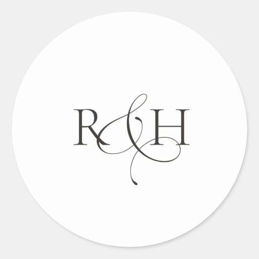 Modern Minimalist Monogram Wedding Sticker (Voorkant)