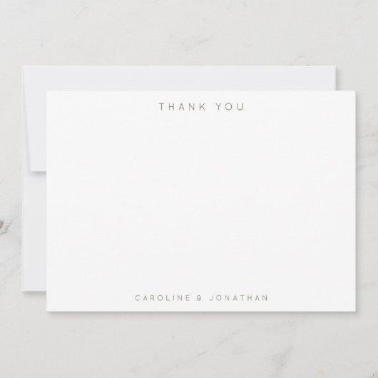 Modern Minimalist Moss Green Personalized Wedding Bedankkaart (Voorkant)