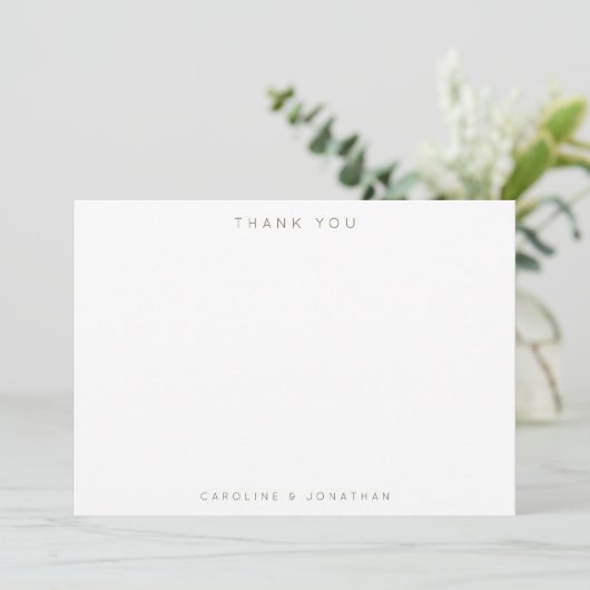 Modern Minimalist Moss Green Personalized Wedding Bedankkaart (Staand voorkant)