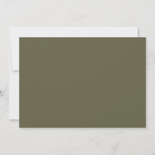 Modern Minimalist Moss Green Personalized Wedding Bedankkaart (Achterkant)
