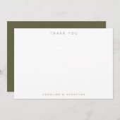 Modern Minimalist Moss Green Personalized Wedding Bedankkaart (Voorkant / Achterkant)