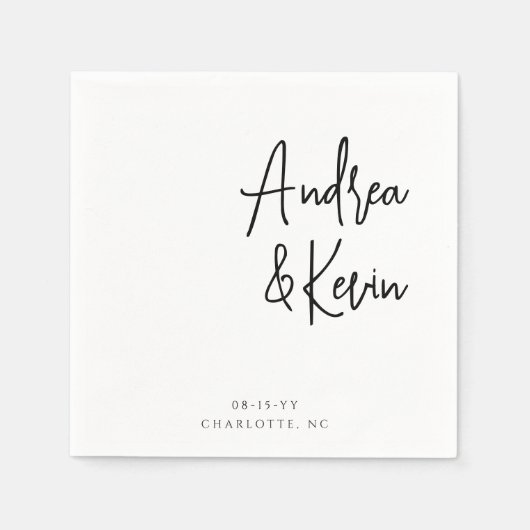 Modern minimalist Names Wedding Verloving Napkins Servet (Voorkant)