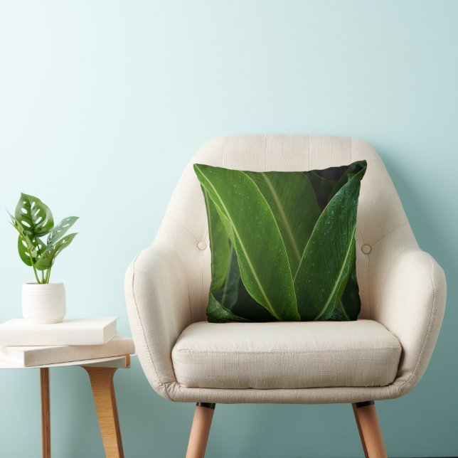 Modern Minimalist nature - Green Leaf Tropical Kussen (Stoel)