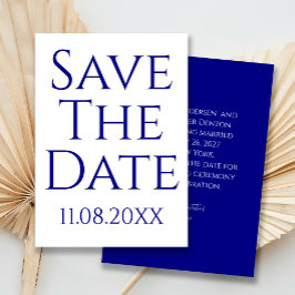Modern Minimalist Navy Blue Save The Date Kaart