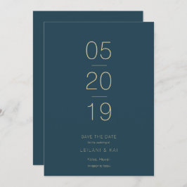 Modern Minimalist Navy Blue Save the Date Kaart