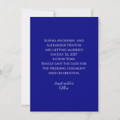 Modern Minimalist Navy Blue Save The Date Kaart (Achterkant)