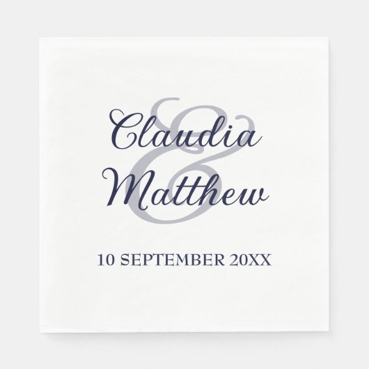 Modern Minimalist Navy Blue Script Wedding Servet (Voorkant)