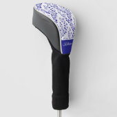 Modern Minimalist Navy Blue White Floral Script  Golfheadcover (Schuin)