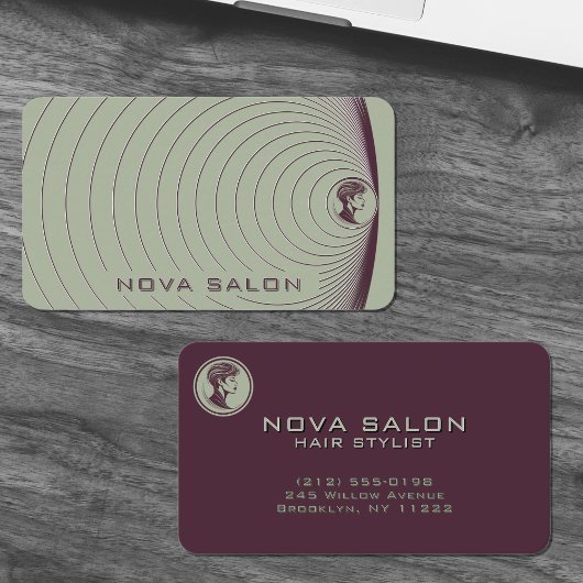 Modern Minimalist Nested Circular Fine Lines Visitekaartje