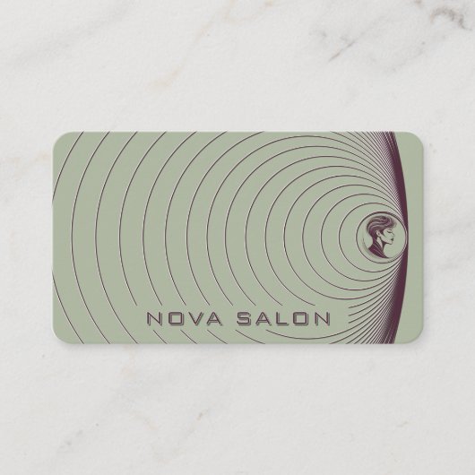 Modern Minimalist Nested Circular Fine Lines Visitekaartje (Voorkant)