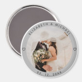 Modern minimalist Newly Weds Photo Wedding Favor Magneet (Voorkant / Achterkant)
