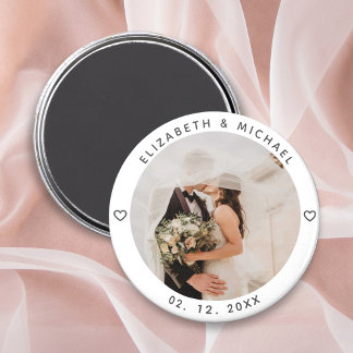 Modern minimalist Newly Weds Photo Wedding Favor Magneet