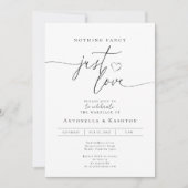 Modern minimalist Nothing Fancy Just Love wedding Kaart (Voorkant)