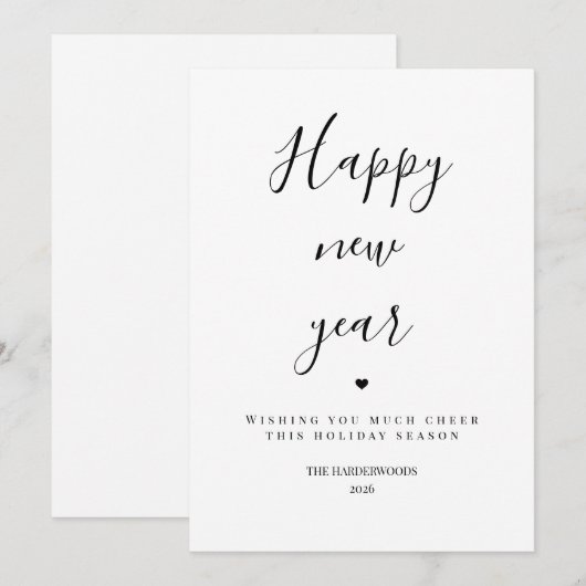 Modern & Minimalist NYE Invite Happy New Year Feestdagenkaart (Voorkant / Achterkant)