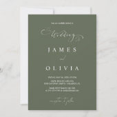 Modern Minimalist Olive Green Photo Wedding Invita Kaart (Voorkant)