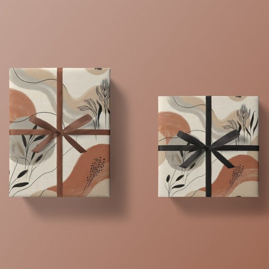 Modern Minimalist Organic Abstract Shapes Pattern Cadeaupapier