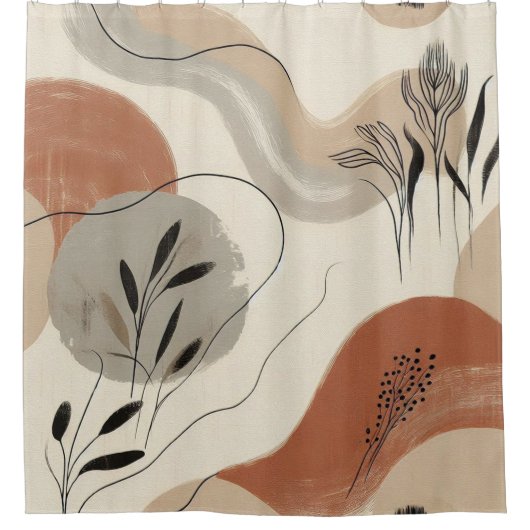 Modern Minimalist Organic Abstract Shapes Pattern Douchegordijn (Voorkant)