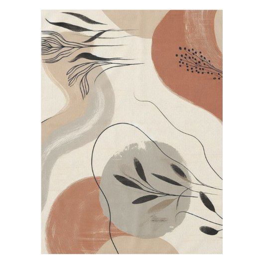 Modern Minimalist Organic Abstract Shapes Pattern Tafelkleed (Voorkant)