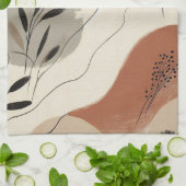 Modern Minimalist Organic Abstract Shapes Pattern Theedoek (Gevouwen)