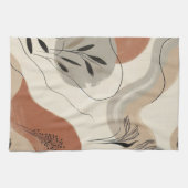 Modern Minimalist Organic Abstract Shapes Pattern Theedoek (Horizontaal)