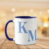Modern Minimalist Pale Blue Letter Monogram Mug Mok