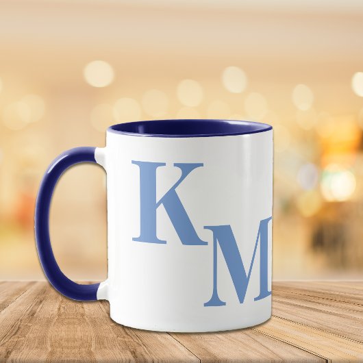 Modern Minimalist Pale Blue Letter Monogram Mug Mok