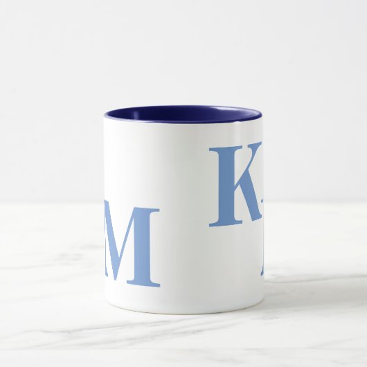 Modern Minimalist Pale Blue Letter Monogram Mug Mok (Midden)