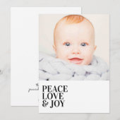Modern minimalist Peace Love Joy Holiday Photo Feestdagenkaart (Voorkant / Achterkant)