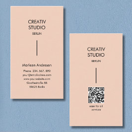 Modern Minimalist Peach Beige Black Visitekaartje