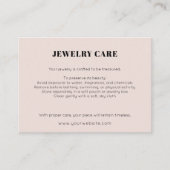 Modern Minimalist Peach Jewelry Care Insert Card Informatiekaartje (Voorkant)
