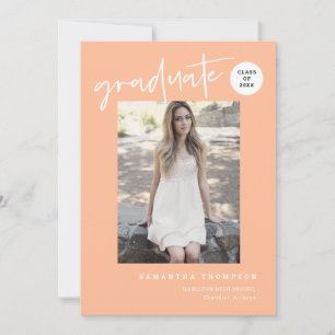 Modern Minimalist Peach School Afstudeerder Party Kaart