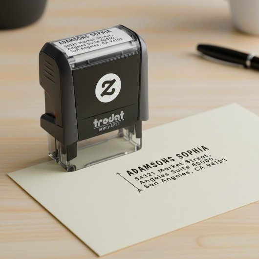 Modern Minimalist Personal Name & Address Zelfinktende Stempel