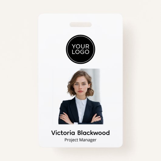 Modern Minimalist Personalized Photo Badge (Voorkant)