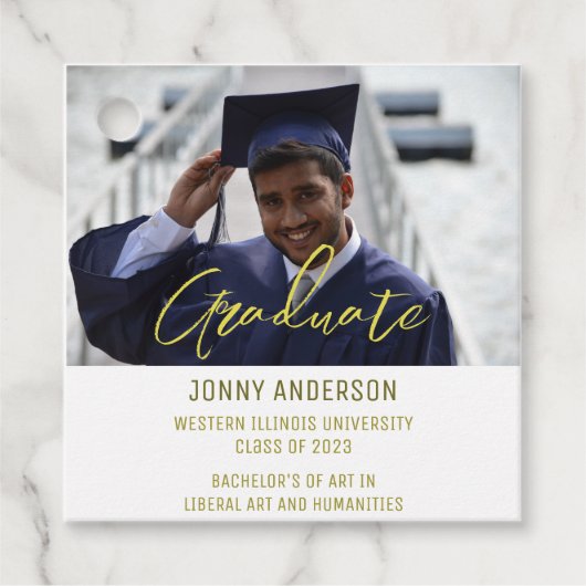 Modern Minimalist Photo and Script Bedankjes Labels (Voorkant)