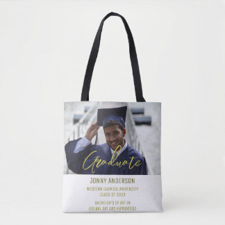 Modern Minimalist Photo and Script Tote Bag