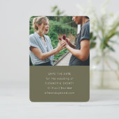 Modern Minimalist Photo Chic Olive Moss Wedding  Save The Date (Staand voorkant)