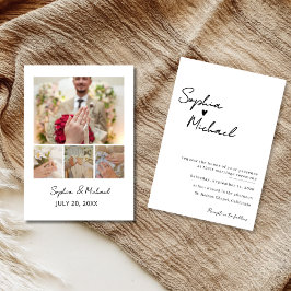 Modern Minimalist Photo Collage Wedding Invitation Bedankkaart