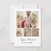 Modern Minimalist Photo Collage Wedding Invitation Bedankkaart (Voorkant)
