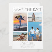 Modern Minimalist Photo Collage Wedding Save The Date (Voorkant / Achterkant)