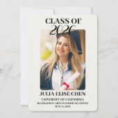 Modern Minimalist Photo Graduation Black Script  Aankondiging (Voorkant)