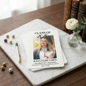 Modern Minimalist Photo Graduation Black Script  Aankondiging