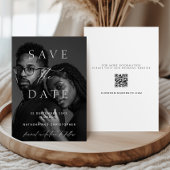 Modern Minimalist Photo Overlay QR Code Wedding Save The Date