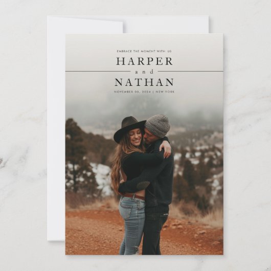 Modern Minimalist Photo QR Code Wedding Kaart (Voorkant)