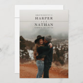 Modern Minimalist Photo QR Code Wedding Kaart (Voorkant / Achterkant)