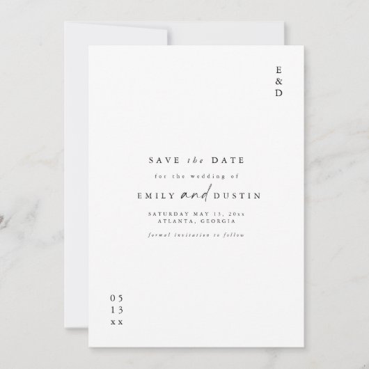 Modern Minimalist Photo Save The Date Card Kaart (Voorkant)