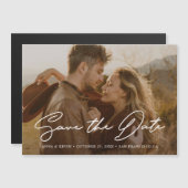 Modern Minimalist Photo Save the Date Wedding Magnetische Uitnodiging (Voorkant / Achterkant)