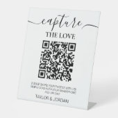 Modern Minimalist Photo Sharing QR Code Reclamebord Met Voetstuk (Voorkant)