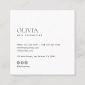 Modern Minimalist Photo & Socials Nail Technician Vierkante Visitekaartje (Voorkant)