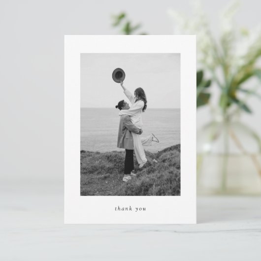 Modern Minimalist Photo Wedding Bedankkaart (Staand voorkant)
